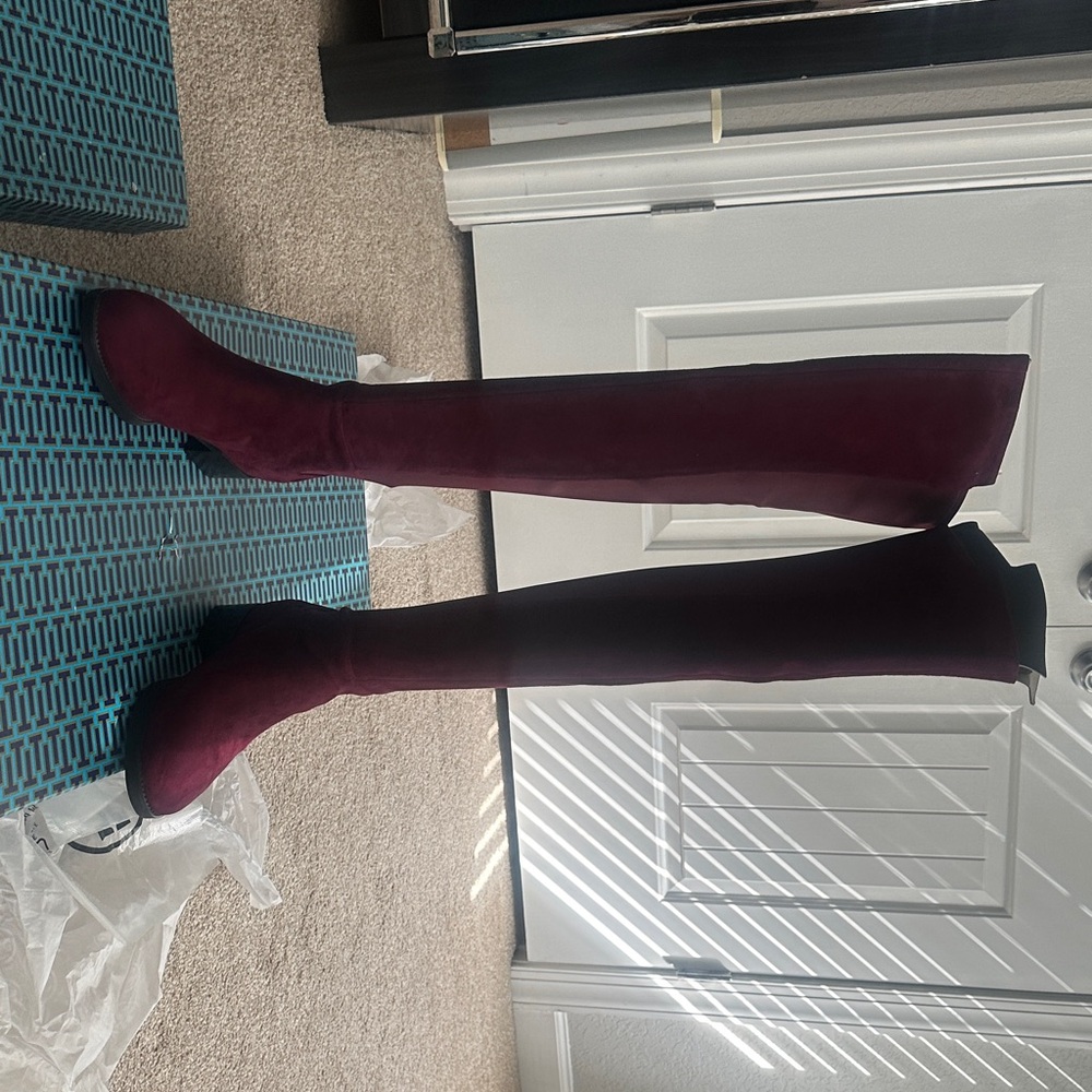 Tory Burch Deep Red Over-the-Knee Boots